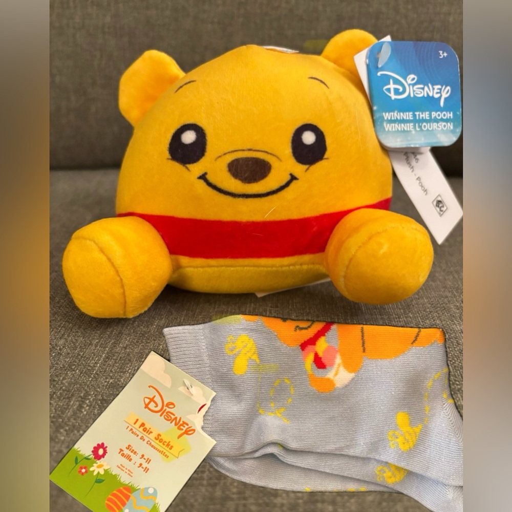 NWT Disney Easter Set! Winnie the Pooh Squishy And Pooh Bunny ears Easter socks